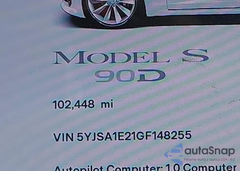 2016 Tesla Model S 60D/70D/75D/85D/90D from USA, damaged, VIN 5YJSA1E21GF148255